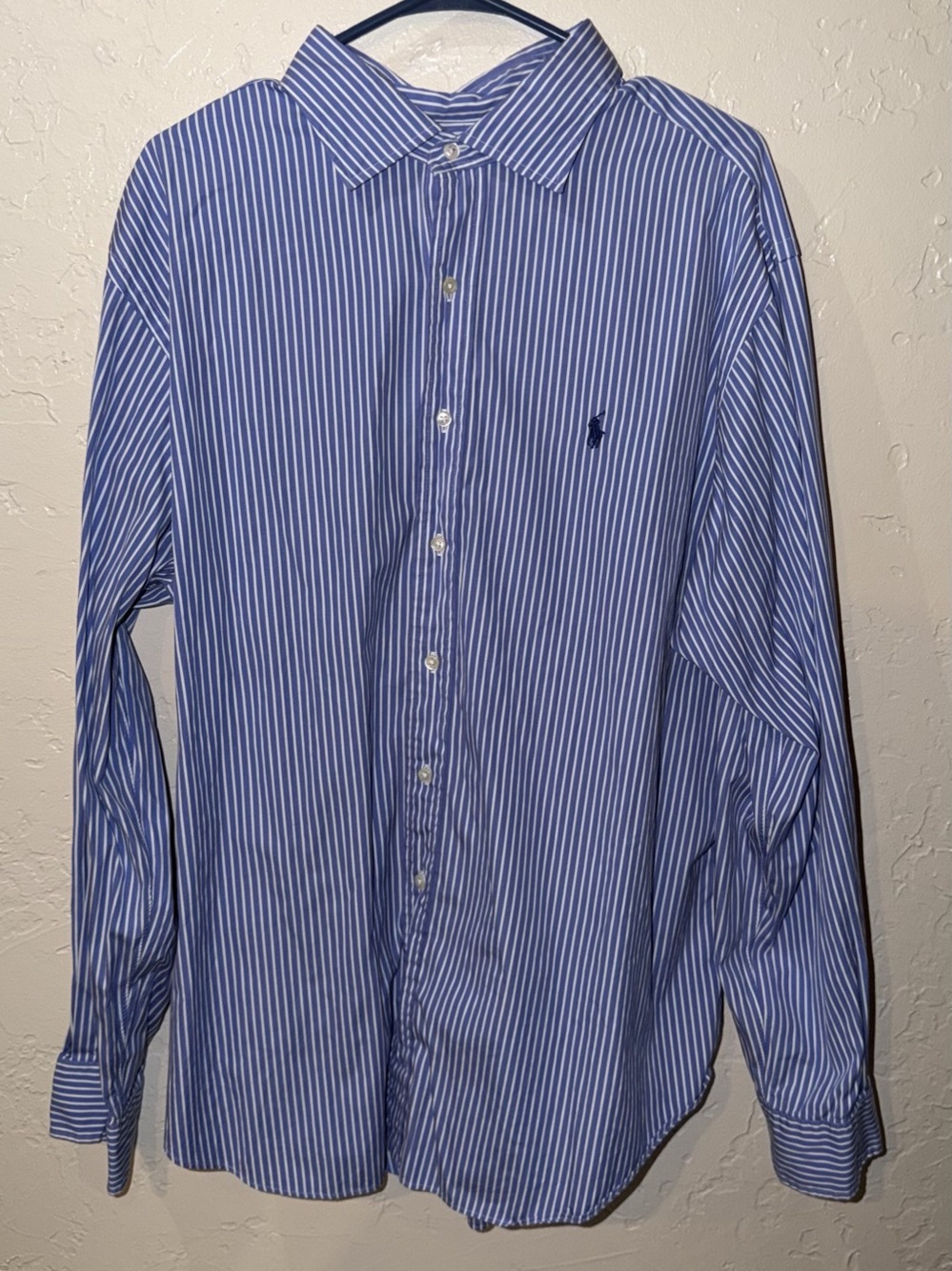 Polo by Ralph Lauren Striped Button Down Shirt in Blue & White XXL Like New
